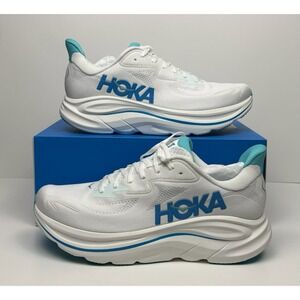 Hoka One One Clifton 10 Running Shoes Men's Size 13 White/Blue 1162030 / WKY